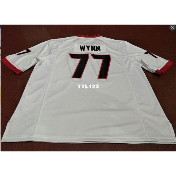 

men #77 isaiah wynn georgia bulldogs size s-4xl red black white college jersey or custom any name or number jersey
