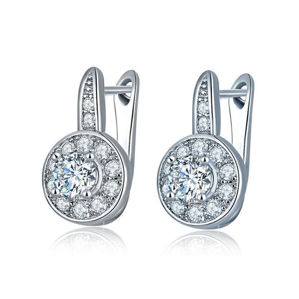 

hoop & huggie circle earring 7 colors crystal earrings for women zircon round design classic 2021, Golden;silver