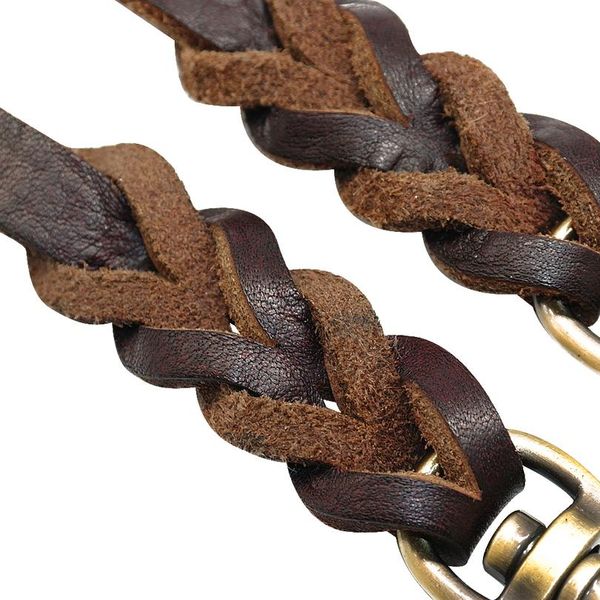 

pet dog braid leash genuine leather pet double leashes 2 way anti-rust pets walking strap for 2 dogs bla sqcqvi