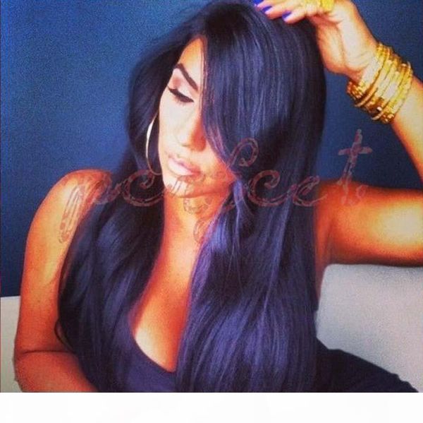 

fashion beautiful straight style 100% indian human hair silk lace front wig with baby hair in stock, Black;brown
