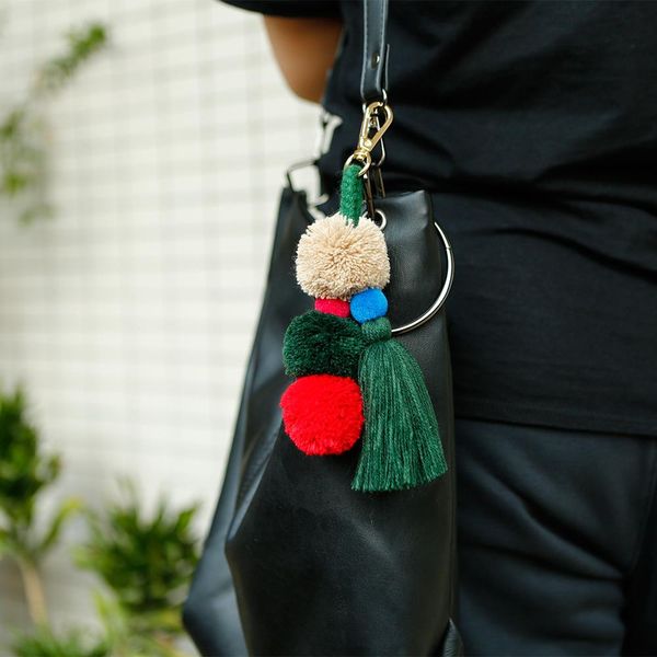 

bohemia keychain pompon tassels fringe diy jewelry garments bag decorative accessories pendant craft cotton hanging tassel trim h jllhhl