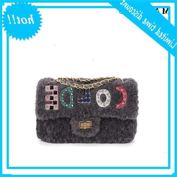 

autumn and winter new women's single shoulder handbag messenger lamb hair small fragrance chain bag