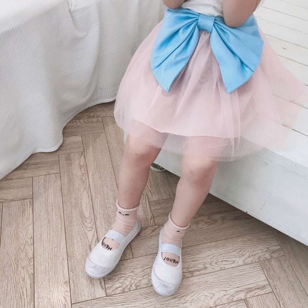 

pink new children's big shawl bow skirt in autumn and winter of 20, Blue