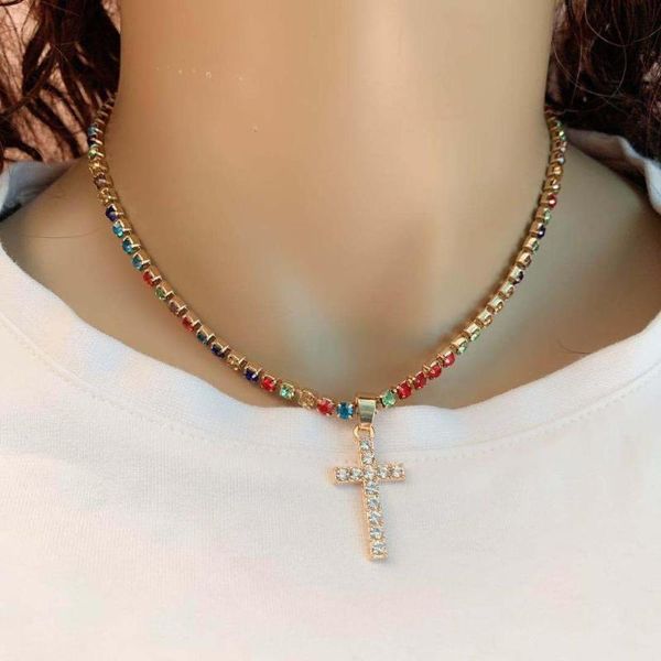 

chains creative easy-to-wear style accessories, imitation cross clavicle necklace 2021, Silver