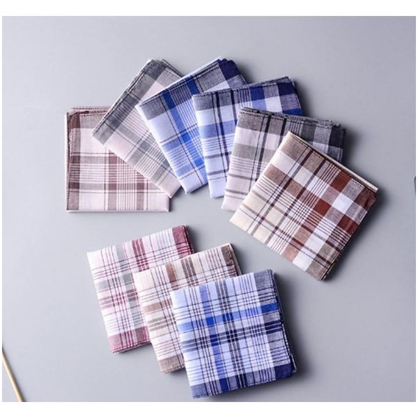 

cotton handkerchiefs square classical plaid hand towel gentleman male pocket squares for banquet party supplies eleg jlloqy lucky2005, White