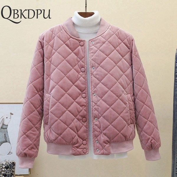 

winter women's short jacket korean version parka plus size velvet coat short light gold velvet cotton tide jacke 201017, Black