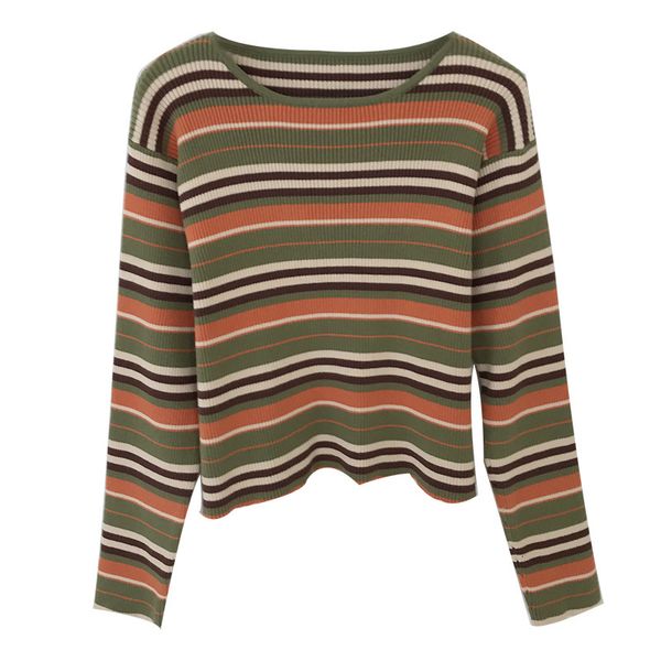 

2021 new spring and autumn all-match thin contrast striped color mesh pitched base shirt x46e, White;black