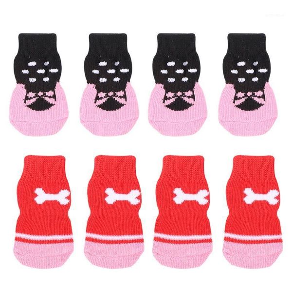 

dog apparel 8pcs christmas pet socks anti-slip warm footwear protectors1