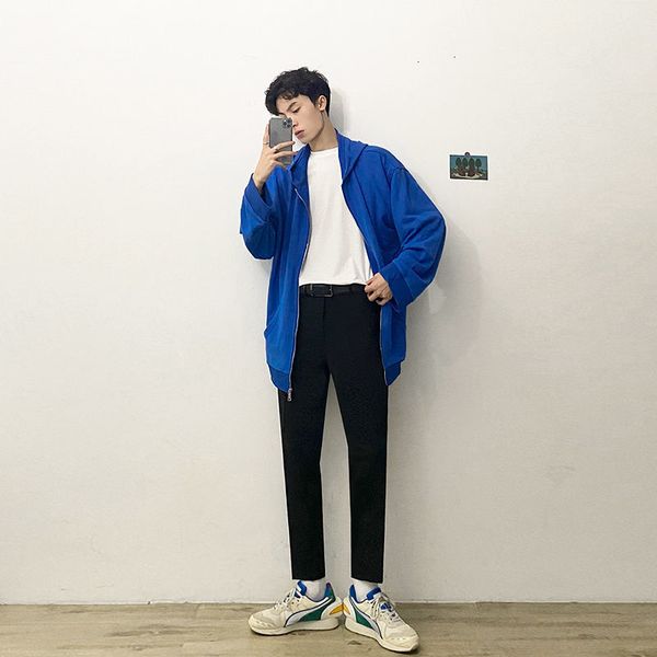 

2021 male spring and autumn thin new cardigan hoodies young men 9vzi, Black