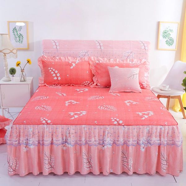 

bed skirt romantic non-slip fitted sheet cover bedspread chiffon for wedding decoration with elastic band