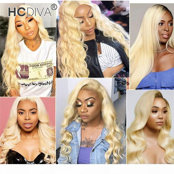 

613 blonde human hair wigs 13*1 deep middle part lace front wigs brazilian virgin straight body wave deep curl kinky straight 150% density, Black;brown