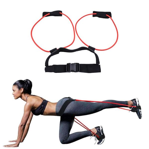 

resistance bands fitness booty bounce trainer elastic pull rope squat adjust waist belt leg strength agility training