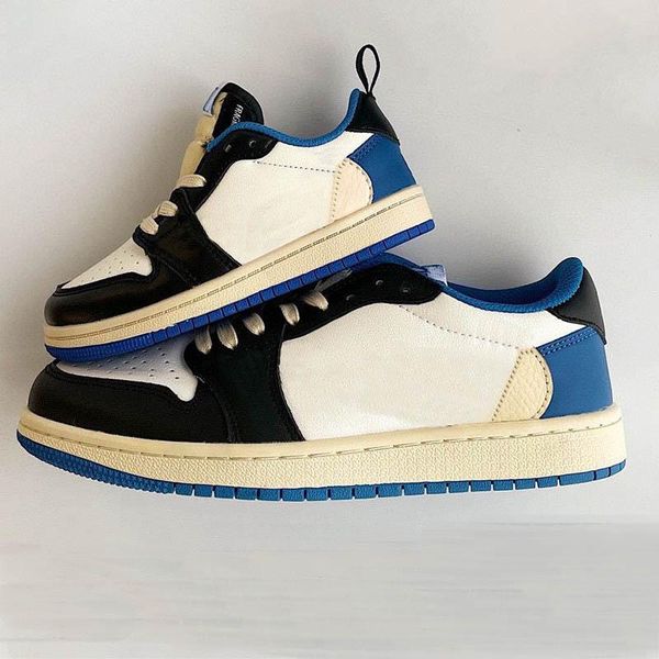 

kids scotts fragment basketball shoes 1 1s low high og children boy girls designer mocha university blue chicago sp ts sports sneakers, Black