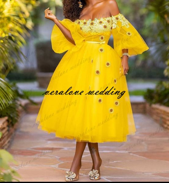 

robes de soiree yellow short prom dress off the shoulder appliques lace middle east evening party gowns long graduation party, Black