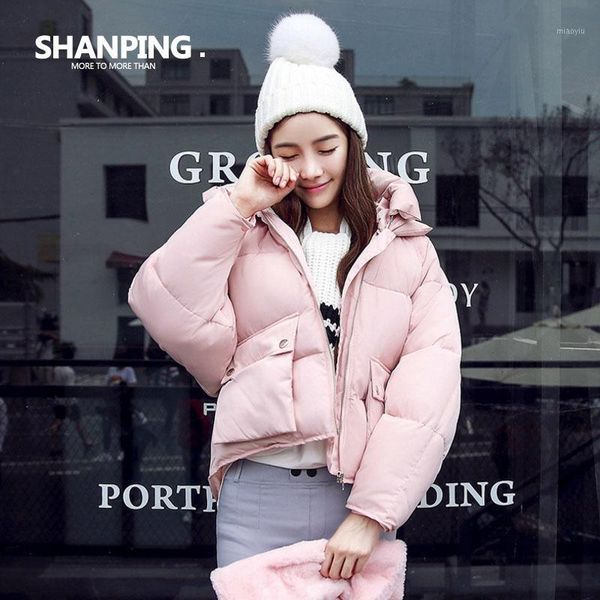 

shanping/autumn parkas winter jacket women coats female outerwear plus size casual short down cotton wadded lady fashion warm1, Black