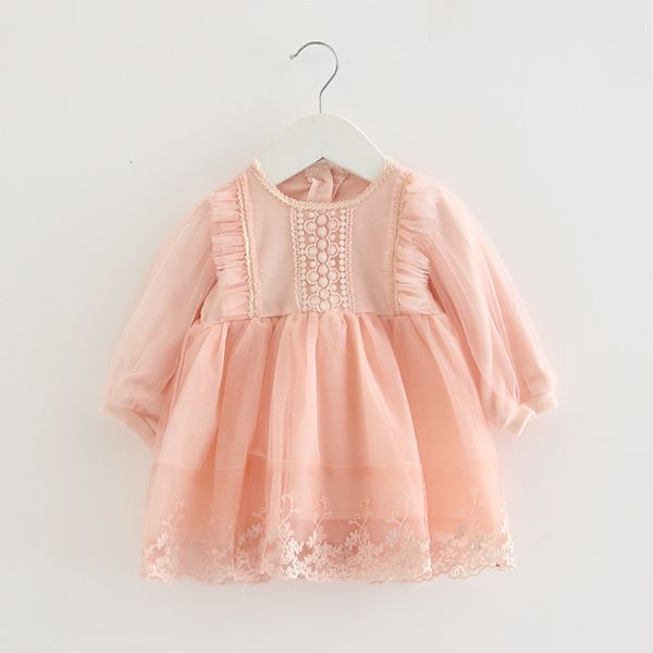 

2021 new baby girls lace tulle embroidery lantern sleeve party princess children clothing for toddler kids 0-2y izg0, Red;yellow