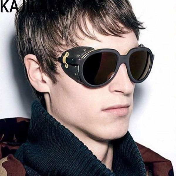 

sunglasses brand design vintage steampunk polarized men goggles sun glasses women uv400 gafas de sol 0089, White;black