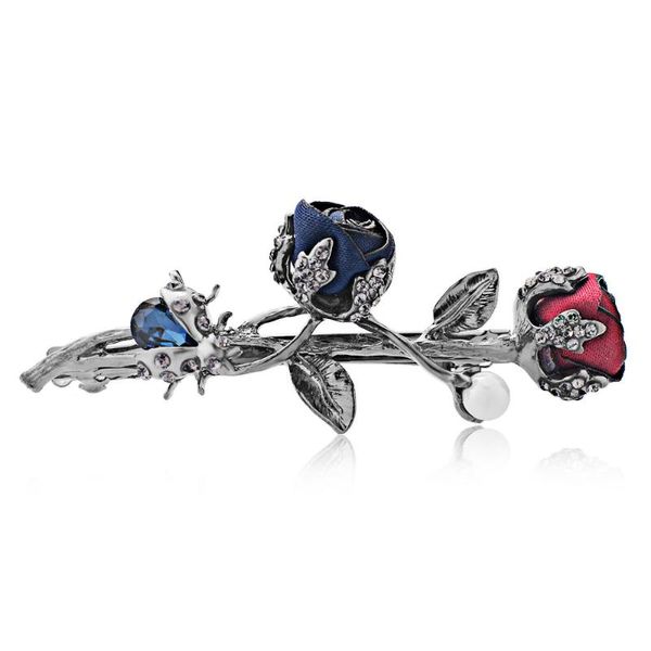 

hair clips & barrettes dormon arrival stereoscopic rose flower crystal clip leaf imitation pearl headwear pin df152, Golden;silver