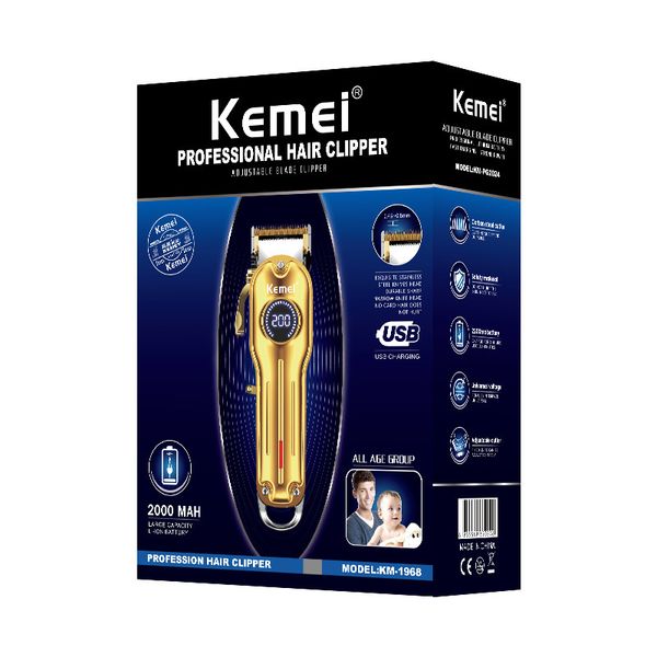 

kemei professional checkper для стрижки волос парикмахерская триммер для волос clipper мужчины беспроводная золотая стрижка машина electric