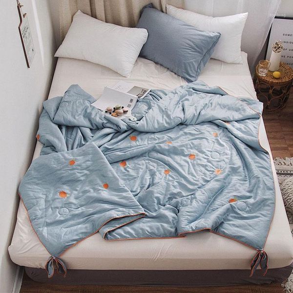 

embroidery summer quilt fresh embroidery orange air conditioning quilt tencel thin detachable bow summer blanket double1