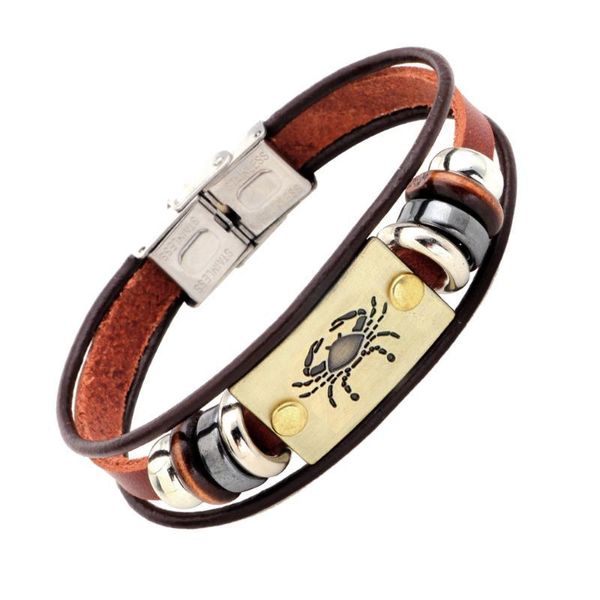 

beaded european constellations and american hand-woven retro twelve leather birthday gift bracelet&bangles for women/men