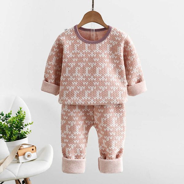 

autumn pajamas in girls' winter warm boys' underpants set with plush and thickened children's home wear cz7f, Blue;red