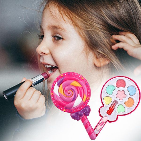 

1pc lollipop shaped pretend play cosmetics kit toys girls makeup tools set simulation lipstick and eye shadow for kids wmtujq
