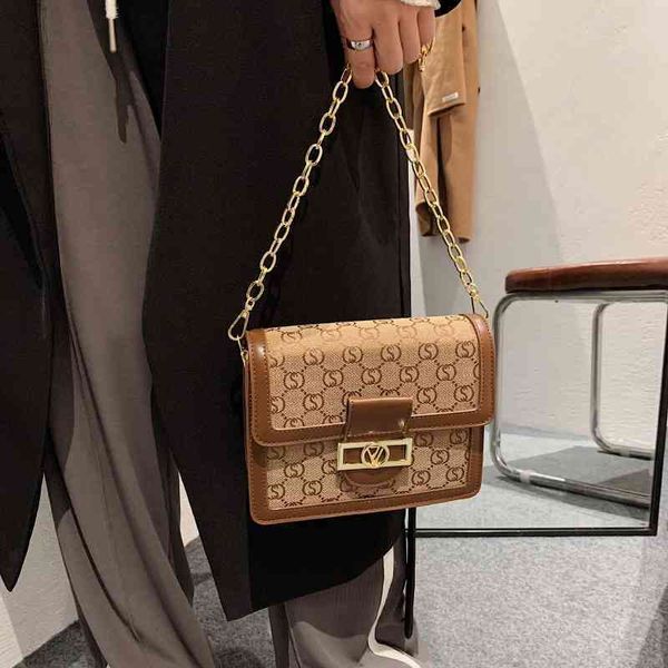 

design printed new one shoulder messenger hand chain small square women's bag handbags