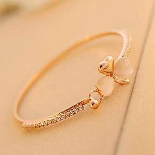 

cuff charm rhinestone clover flower women bracelet bangle jewelry lyuq#, Black