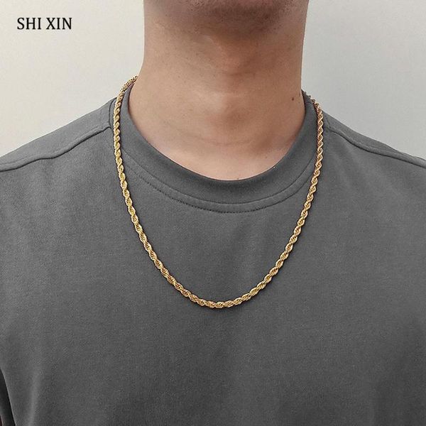 

chains shixin hip hop twisted cross necklace on the neck punk egirl thick chunky choker necklaces for men/women fashion jewelry, Silver