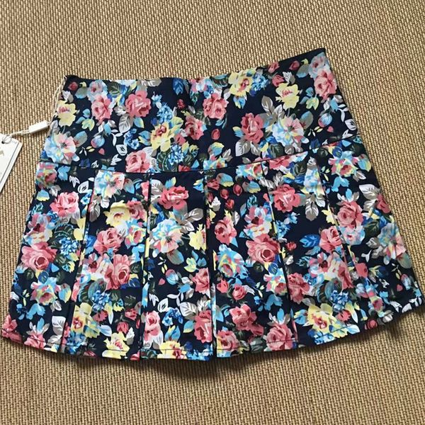 

plead skirt with floral female summer 5rq7, Black