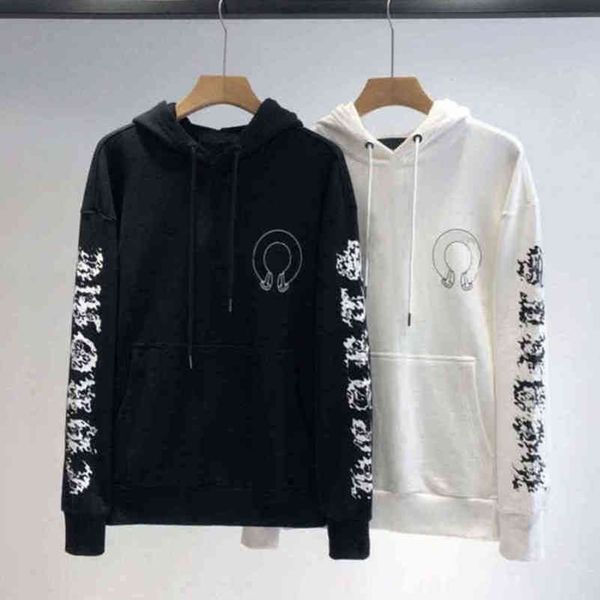 

fashion mens sweatshirts zipper hoodies classic designer letter horseshoe sanskrit cross print pullover hooded sweater woman loose jackts ct, Black