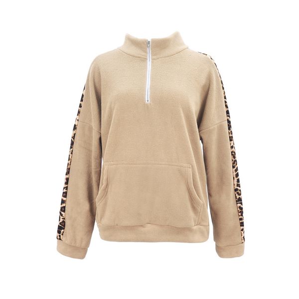 

selling fashion wild long leopard pattern slapper attacked sweatshirt, Black