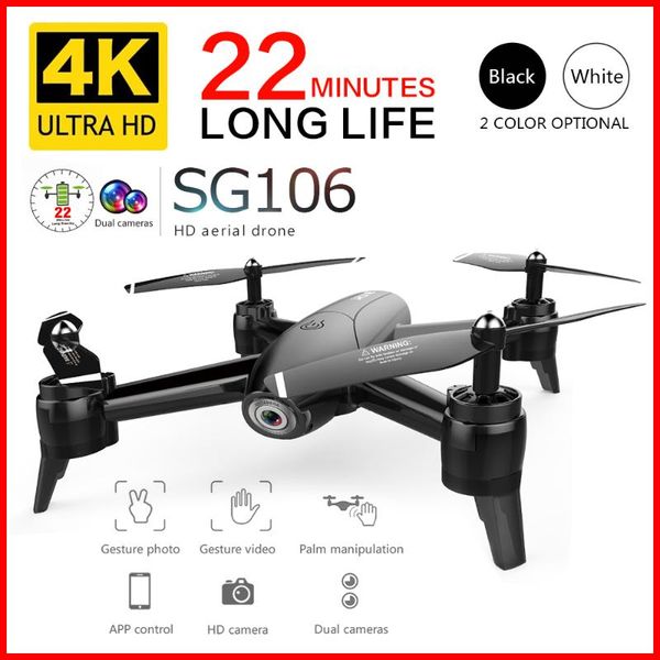 

drones sg106 rc drone 4k 1080p 720p hd camera wifi fpv optical flow aerial quadcopter long battery life toys for kids