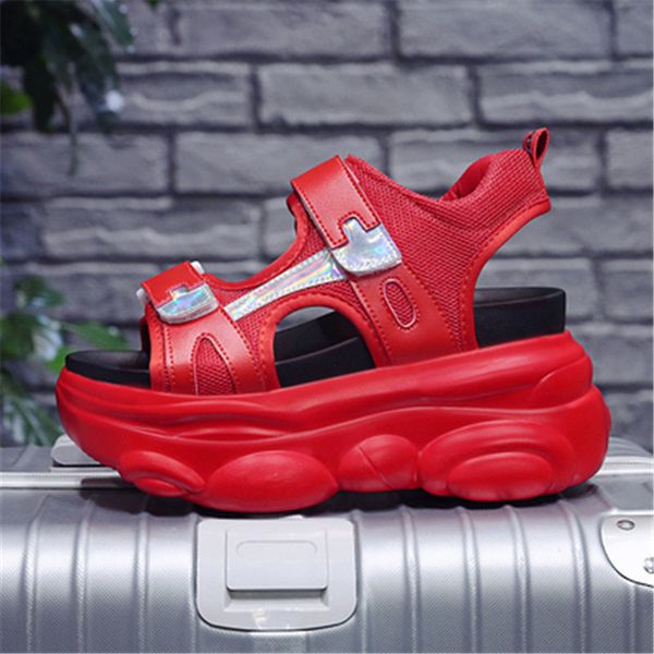 

2021 new open-fingered women's sports chunky-nine inches hollow out sandals in the open air girl beach shoes 2mbd, Black