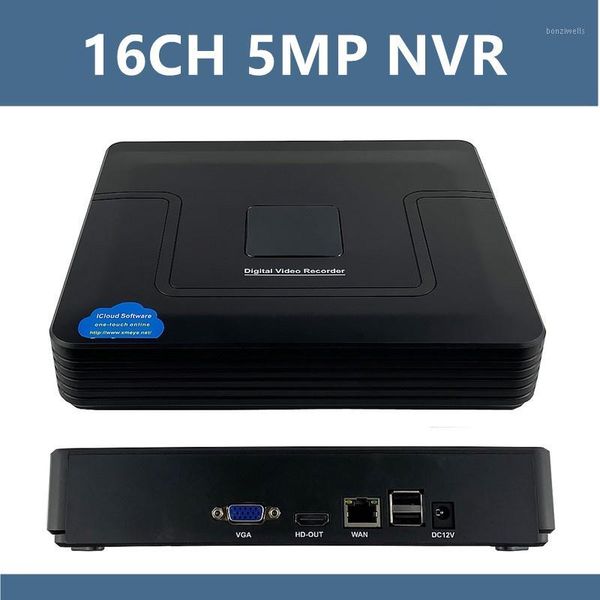 

16ch*5mp mini nvr h265 network digital video recorder 1 sata max 8tb ip camera onvif 2.4 cms xmeye with power adapter p2p cloud1, Black;white