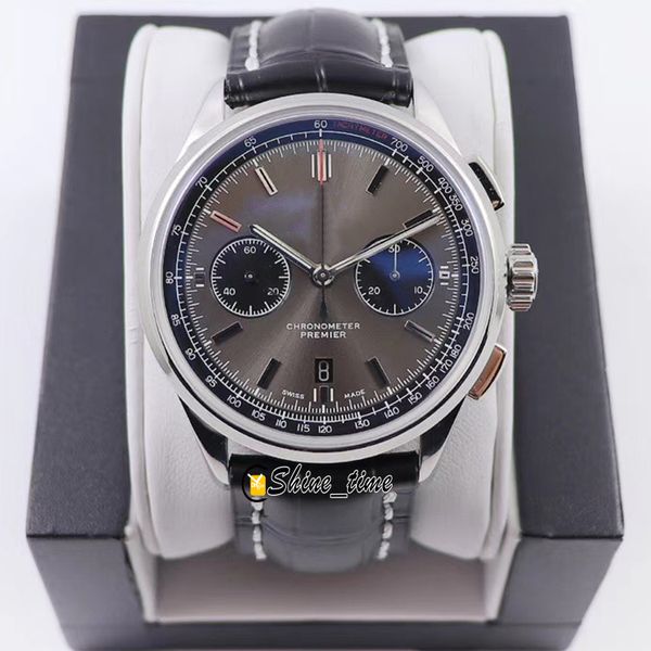 

gf premier b01 chronograph gray dial 316l steel case ab0118221b1p1 eta a7750 chronograph automatic mens watch leather strap sport watches, Slivery;brown