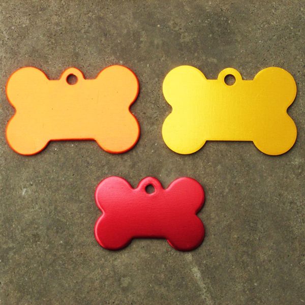 

anodized 100pcs aluminum alloy id surface mixed color blank bone pet dog tags