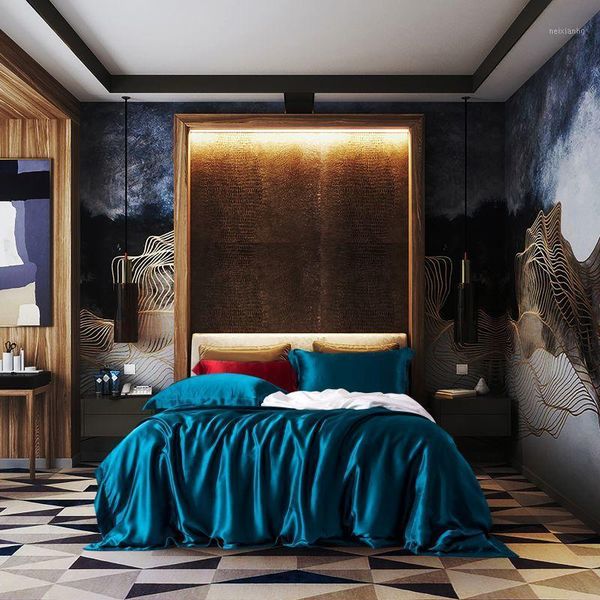 

bedding sets gray 4-pcs 100%mulberry silk set  size king ultra-soft bed sheet duvet cover pillow shams1