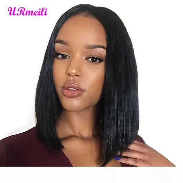 

short bob wigs straight ombre human hair lace front wigs for women peruvian remy human hair 613 blonde lace front wigs natural color, Black;brown