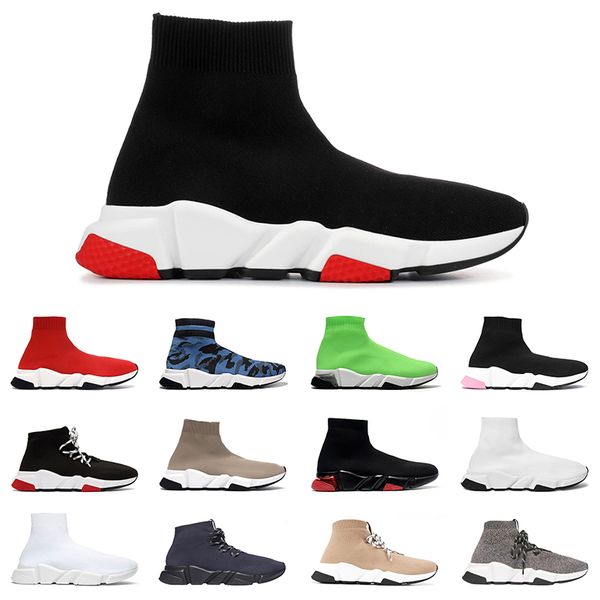 

designer sock shoes mens womens flat casual shoes black white speed trainer sneakers knit glitter clear sole fashion outdoor sports, White;red