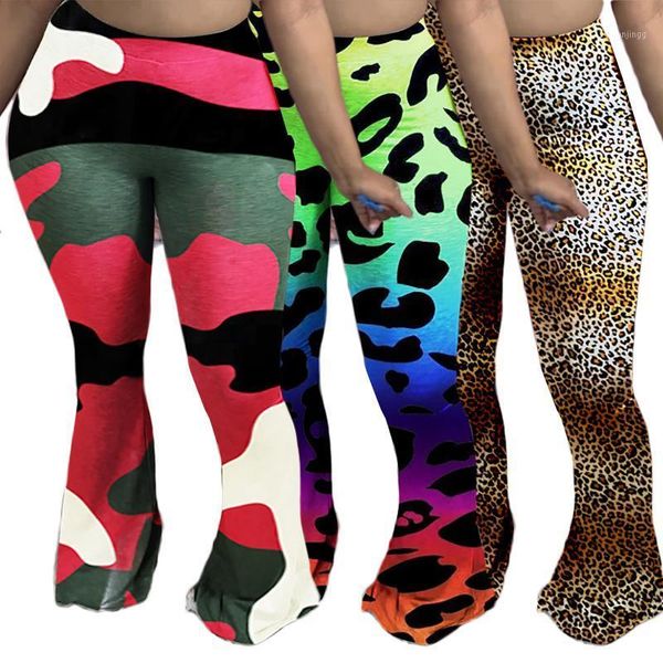 

leopard casual flare pants s-4xl plus size elastic wide leg sweatpants camouflage draped jogger sweatpants women's fashion 20201, Black;white