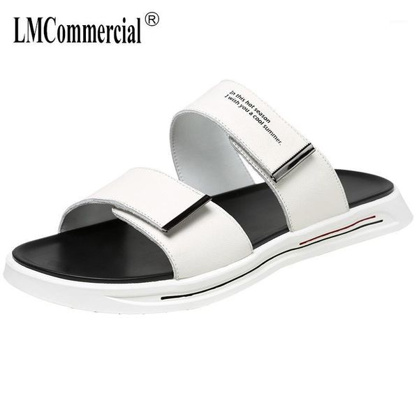 

summer genuine leather slippers men's sandals sneakers men flip flops casual shoes beach outdoor anti-skid all-match cowhide1, Black