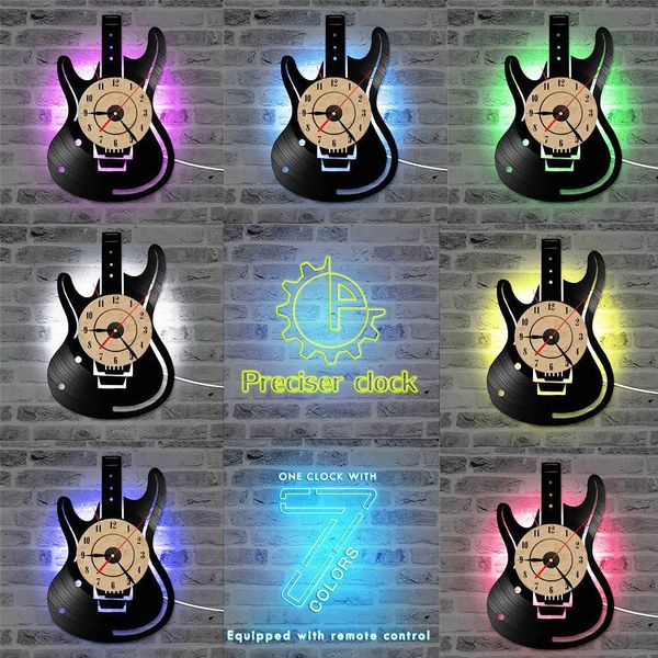 

гитара vinyl record настенные часы музыкальный прибор cd светодиодные часы домашняя декор творческие тихие висячие часы для музыка любовь q