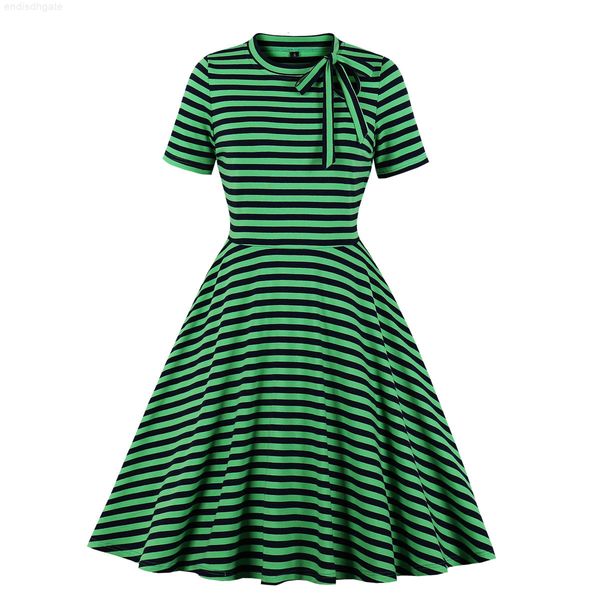 

fall 2020 new fashion temperament striped women's big swing dress 2087, White