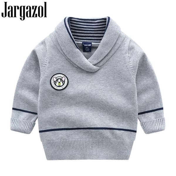 

jargazol toddler girls sweaters cartoon dog letter badge baby boy clothes kids knit pullover children red sweater boys clothing lj201130, Blue