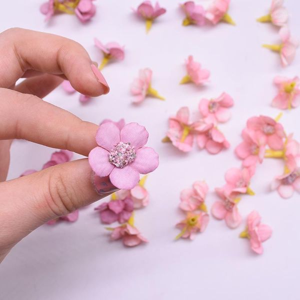 

50/100pcs mini daisy flower head artificial silk flowers scrapbooking diy wreath garland for home wedding decoration fake flower1