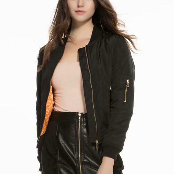 

new black women bomber jackets 2019 fashion ladies slim pilot coats streetwear girls vintage outwear chic female coat feminine, Black;brown