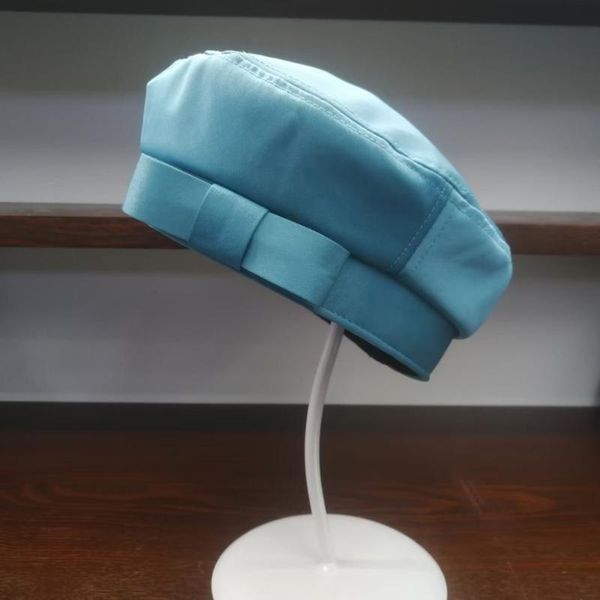 

berets 2021 spring sapphire blue bowknot satin noble elegant solid lady beret hat women leisure painter, Blue;gray