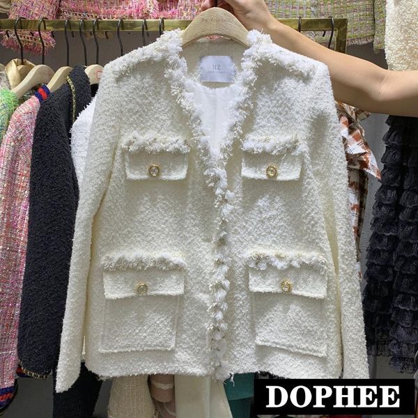

2020 autumn/winter new fashion lace v collar tweed coat plus cotton wool coat lady's elegant white woolen jackets, Black